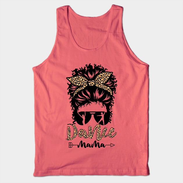 Dance Mom Black Mom Life Leopard Messy Bun Mother's Day Tank Top by BadrooGraphics Store